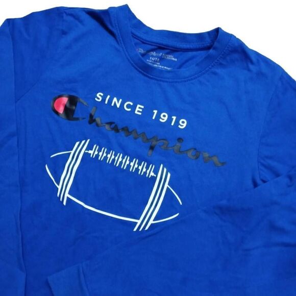 Champion Athletic Long Sleeve Blue Boys T-Shirt -E - Picture 2 of 3